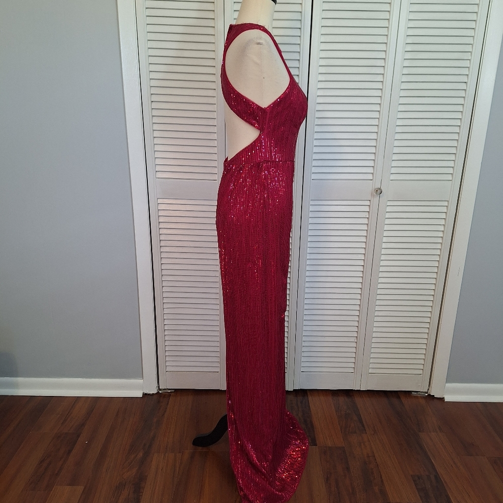 Adrianna papell halter sequin body form dress sz 6 - Picture 4 of 8